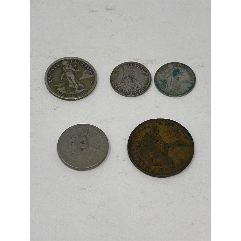 Lot of 5 Philippines Centavos Early 1900s 20,10,5,1 Silver Copper